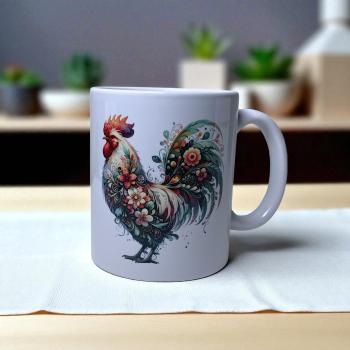 Keramiktasse Huhn Blumen Design Nr. 1 Kaffeebecher Teetasse Kaffeetasse - Artikel Nr. 1100088